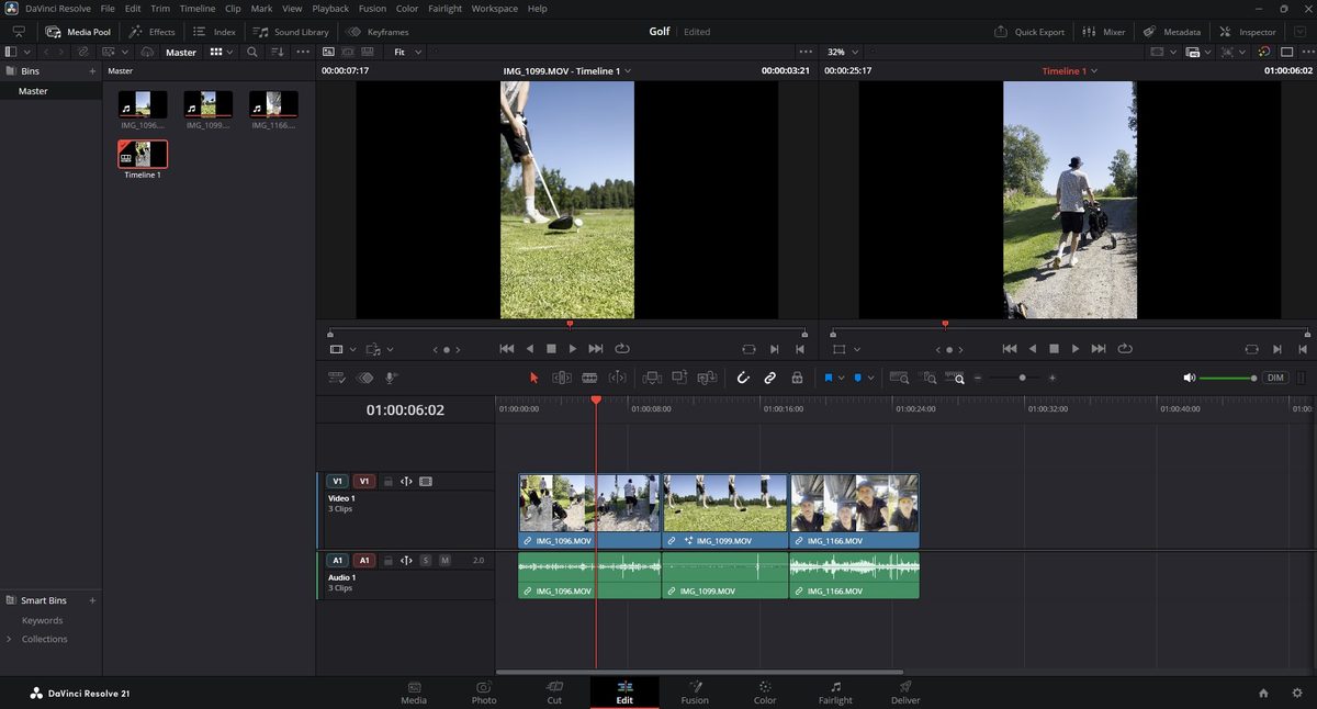 Klippning i DaVinci Resolve